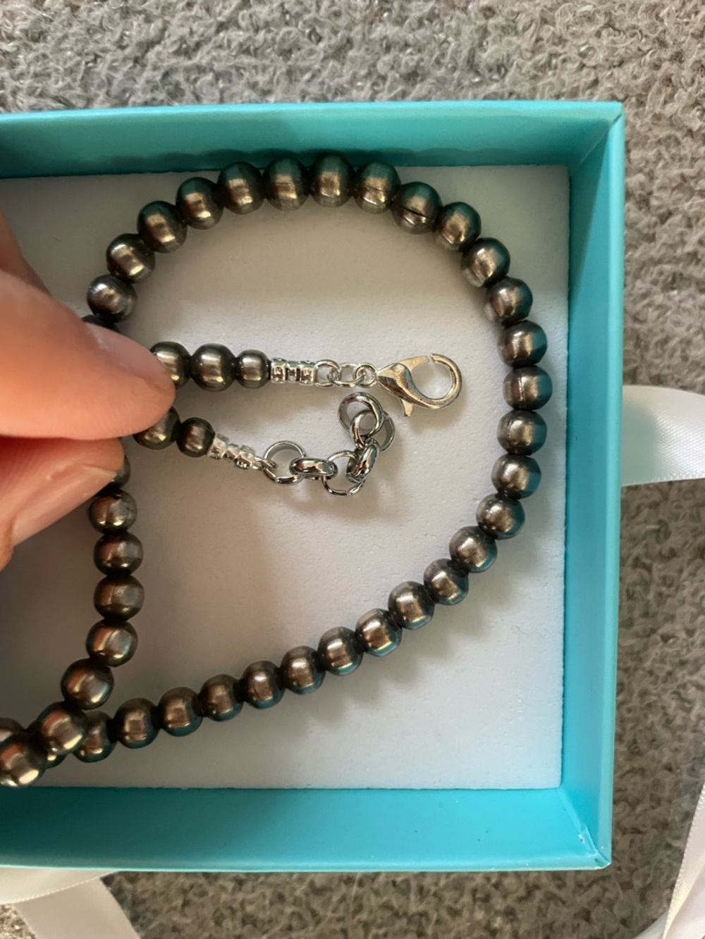 SOLD-Navajo Pearl Bead Sterling Necklace - Picture 7 of 8
